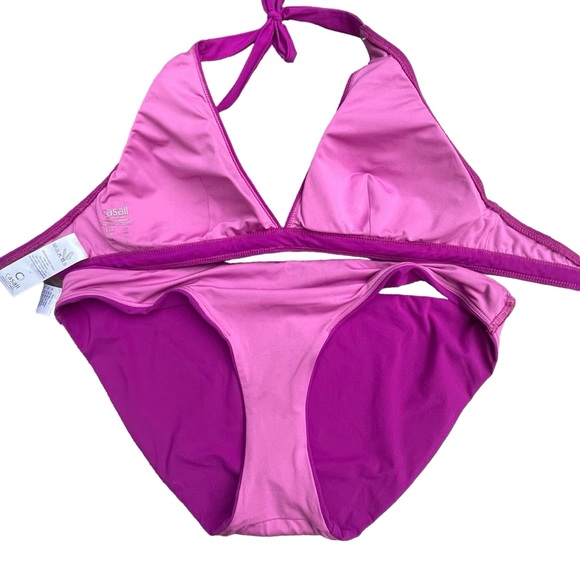 CASALL 2PC Bikini Set Size 10 Fully Lined Flattering Magenta Pink Purple Swim - Picture 7 of 12